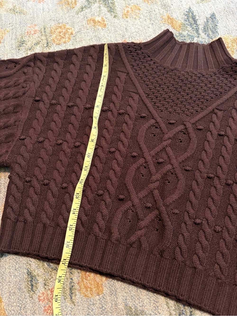 Misa Los Angeles Classic BROWN Cable Knit Oona Sweater XS - Picture 4 of 9